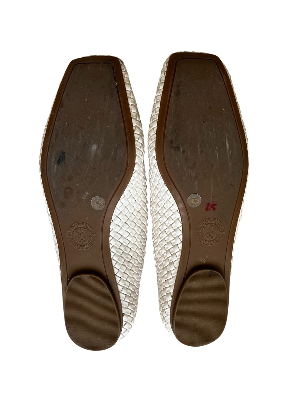 Vince Camuto White Gold Woven Mary Jane Flats with Braided Strap Size 8 - Picture 4 of 4